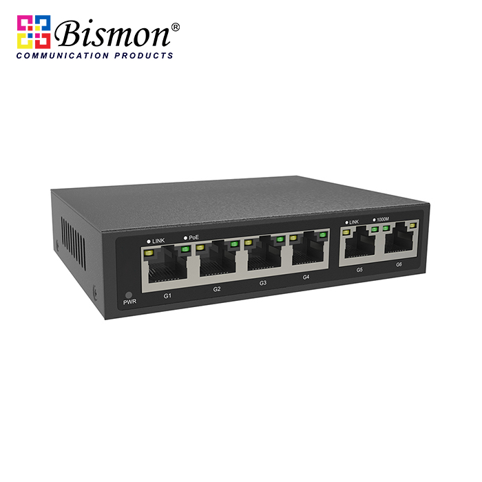 6 Ports RJ45 10/100/1000M Unmanaged PoE++ (IEEE802.3bt :Max 95W / Port)